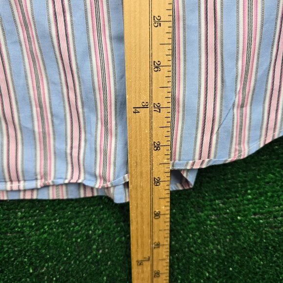 Hugo Boss Shirt Mens 16.5 32-33 Blue Striped Button Up Preppy Casual - Picture 4 of 11